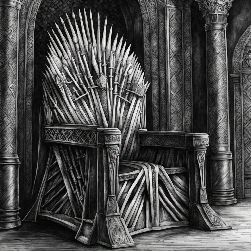 Pencil painting of the throne from Game of Thrones