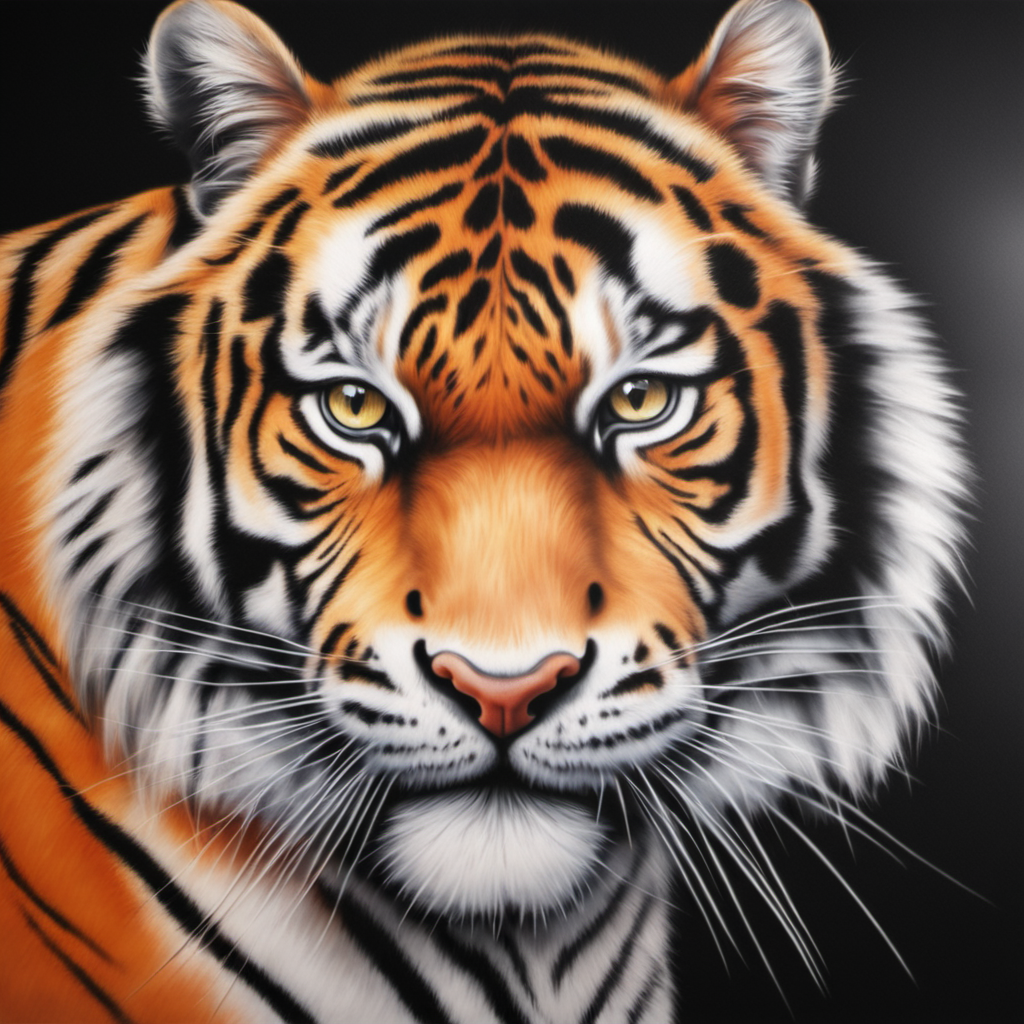 Airbrush painting of a tiger