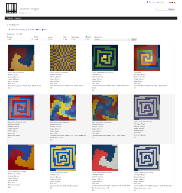 Catalogue of works